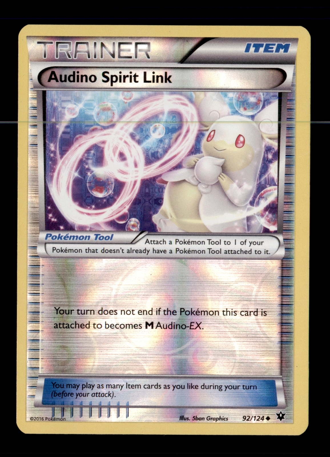 Pokemon Card Audino Spirit Link Fates Collide 92/124 EXC/NM Reverse Holo TCG!!!!