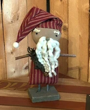 Primitive Rustic Santa - winter Christmas decor, Kris Kringle distressed vintage