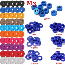 10PCS M3 0.25/0.5/1/1.5/2/2.5/3mm 3Racing Aluminium Flat Head Anodized Washers