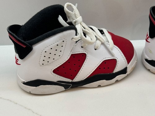 Nike Air Jordan 6 Retro TD Carmine Size 6C Toddler 2021 Red White - Picture 6 of 6