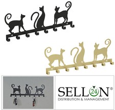 Stalowy uchwyt na klucze Haczyk Uchwyt Metal Montaż ścienny Złoty Czarny Kot Sukienki