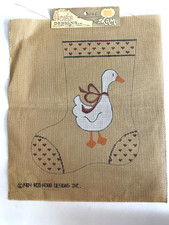 1984 Hob Nobb Designs Goose Hand Painted Needlepoint Canvas Stocking 9"