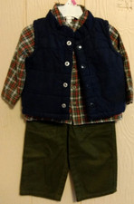 Wonder Kids, Toddler Boys 3 Piece Vest Pants Set 12 Months