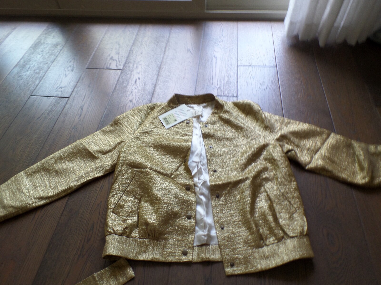 NWT Latest SEZANE Veste  Archie Jacket Sz 6 & Shorts IN gold Viscose SZ 8, $400! image 6