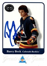 Barry Beck - Signed 2001-02 Fleer Greats Of The Game Card #15