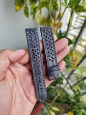 Gray 20/18 mm 100  Genuine Exotic Leather Skin Watch Strap Band-Handmade