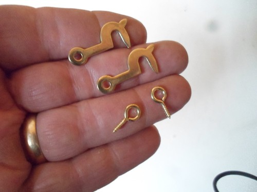 Pair of 3/4" / 19mm or 1" / 25mm Brass Finish Side Hook & Eye Flat Rate Post - Picture 13 of 17