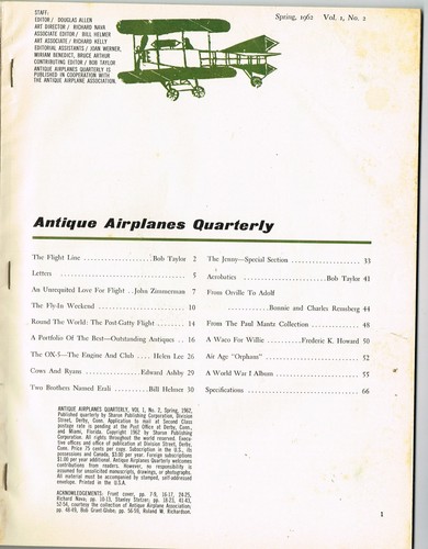 AVIONES ANTIGUOS Quarterly Vol 2 primavera 1962 - Imagen 2 de 3