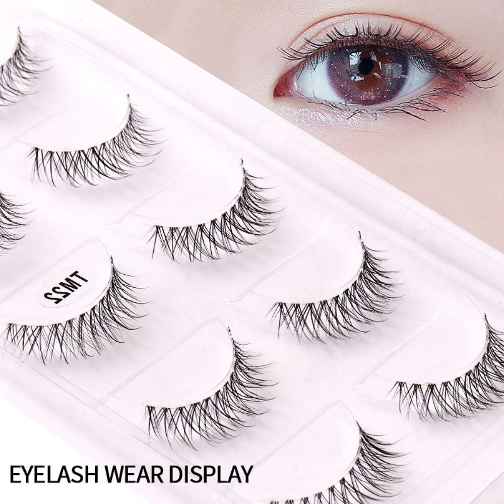 Transparent Band Natural Short Wispy False Eyelashes 3D Mink Hair Manga Lashes