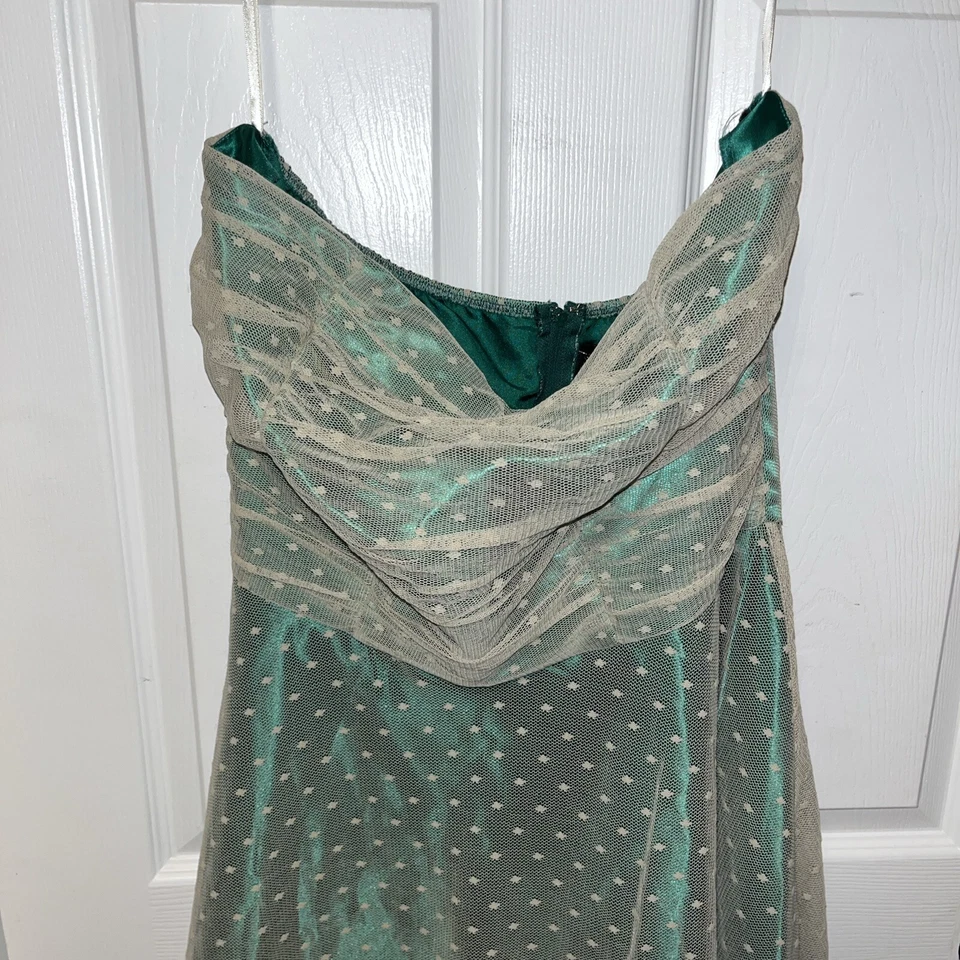 1x Vestido Tubo Encaje Satinado Verde Sin Tirantes Talla Grande Rockabilly Pinup Stop Staring Foto 2 de 4