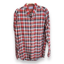 Vintage Pendleton Virgin Wool Flannel Red Plaid Long Sleeve Made In USA Size L