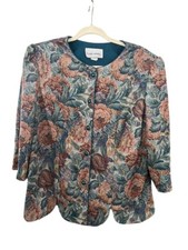 Vintage Floral Jacket L Pink Cottagcore Retro 80s Colorful Boho Classic Preppy