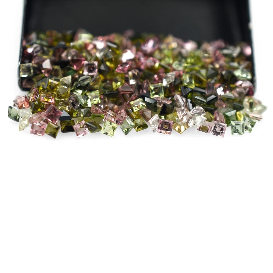 Mini piedra natural multi turmalina de 2-3 mm forma cuadrada micro piedra preciosa suelta Foto 3 de 4
