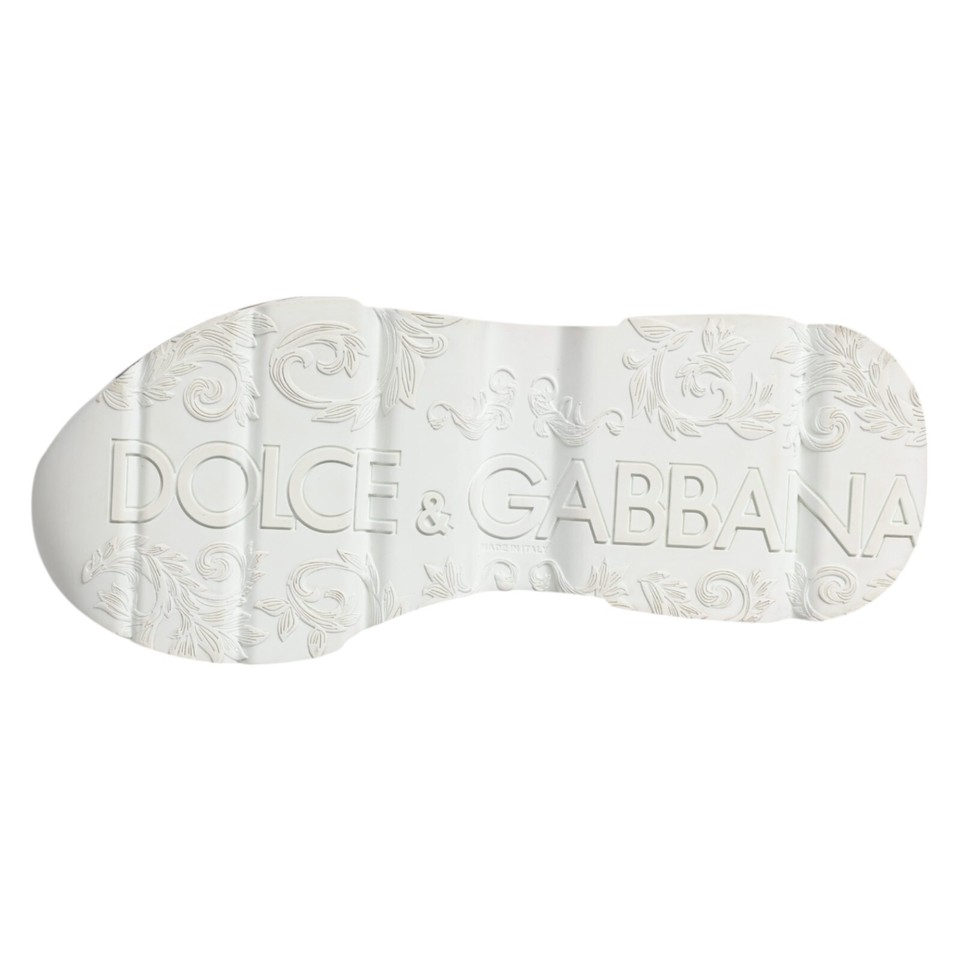 Baskets Dolce & Gabbana 'Super King' Cuir Blanc/or/noir - Taille 41 EU/8 US - Neuf Boîte