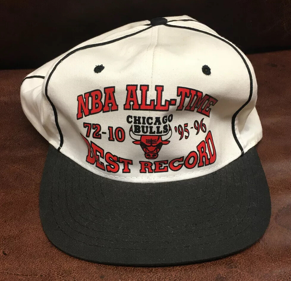 Vintage 90s Chicago Bulls NBA Best All Time Record 72-10 Snapback Hat Cap