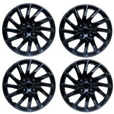 15 Set Of 4 Black Wheel Covers Snap On Full Hub Caps Fit R15 Tire Plastic Rim