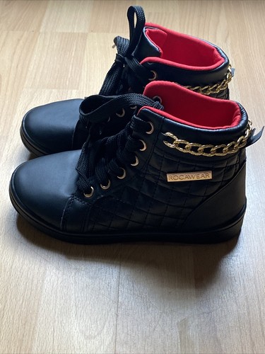Rocawear kids Girls Black Quilted Pleated Hi Tops Sneakers Shoe Size 1 - Picture 3 of 8