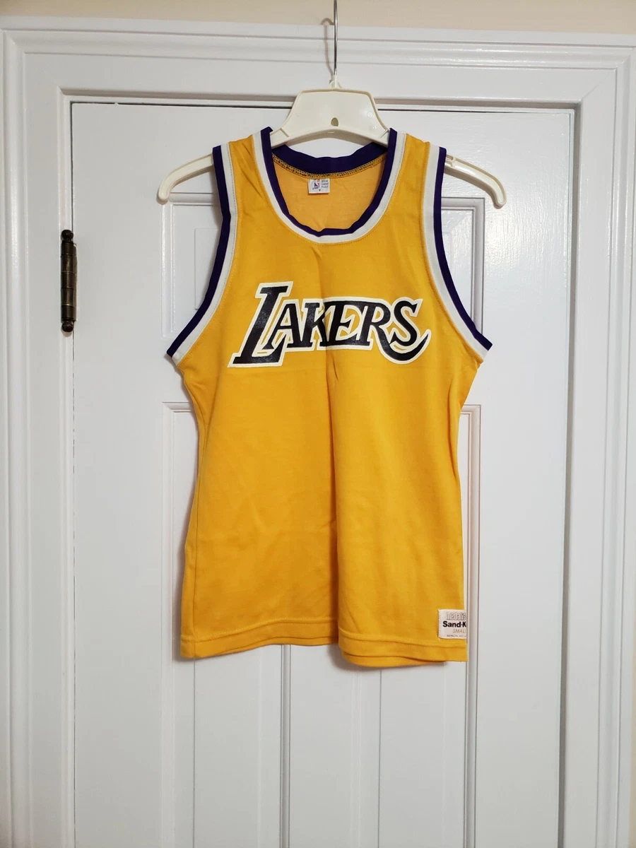 VTG Los Angeles Lakers Blank Authentic Sand Knit Gold NBA Home Jersey Size  Small