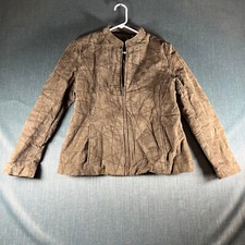 Vintage Luis Alvear Womens Leather Motorcycle Jacket Brown Full ZIp Size L