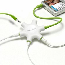 BELKIN ROCKSTAR + AUX/PHONO CABLE, 5 WAY SPLITTER, Works with all 3.5mm ports.