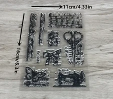 sewing clear stamps Retro card NEW Free Ship