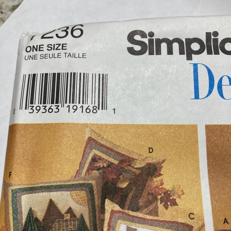 Simplicity 7236 Home Dec PILLOWS Fall Pumpkin Spring Gift Cabin Pattern UNCUT - Image 2 of 4