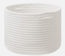 Small Woven Basket with Handles Round Storage Organizer 10" Diameter x 10" Heigh