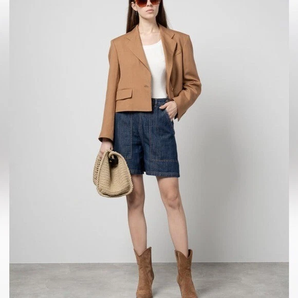 Pantalones Cortos Denim Weekend Max Mara “Elica” Mezcla Algodón y Lino Foto 2 de 4