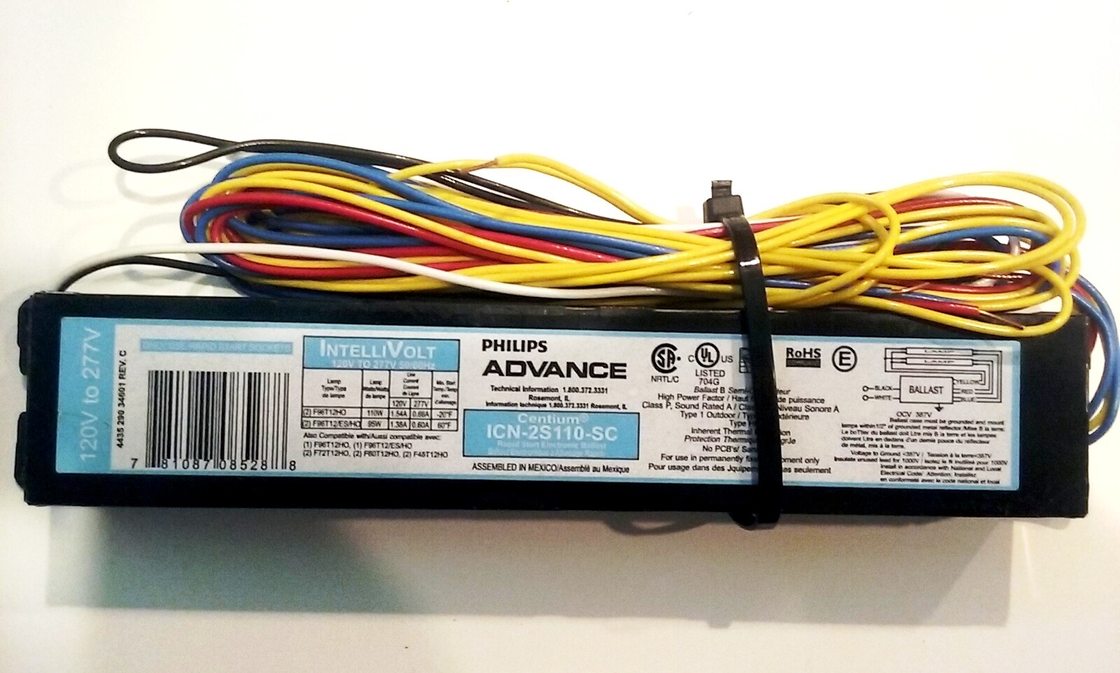 Philips Advance ICN2S110SC Centium Electric Ballast, 120277 V 50/60
