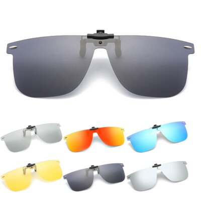 Polarized Clip-on Sunglasses Metal Clip Rimless Lens Over Prescription Glasses