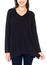 Beatrix Ost Women's Ribbed Knit Long Sleeve V-Neck Tunic Sweater - F13