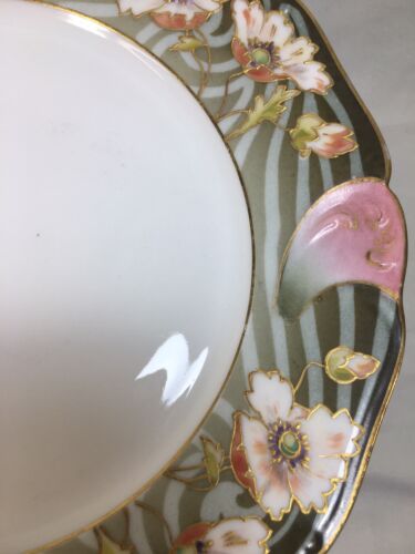 (8) R L Limoges 9.5 Inch Art Nouveau with Poppies DINNER PLATES - Picture 2 of 12