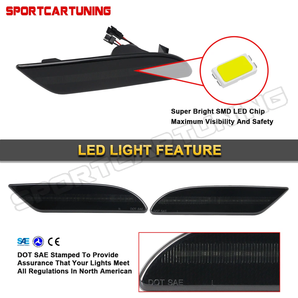Smoked LED Bumper Side Marker Lights For 2007-2009 Mercedes Benz W221 S550 S600 Foto 4 de 4