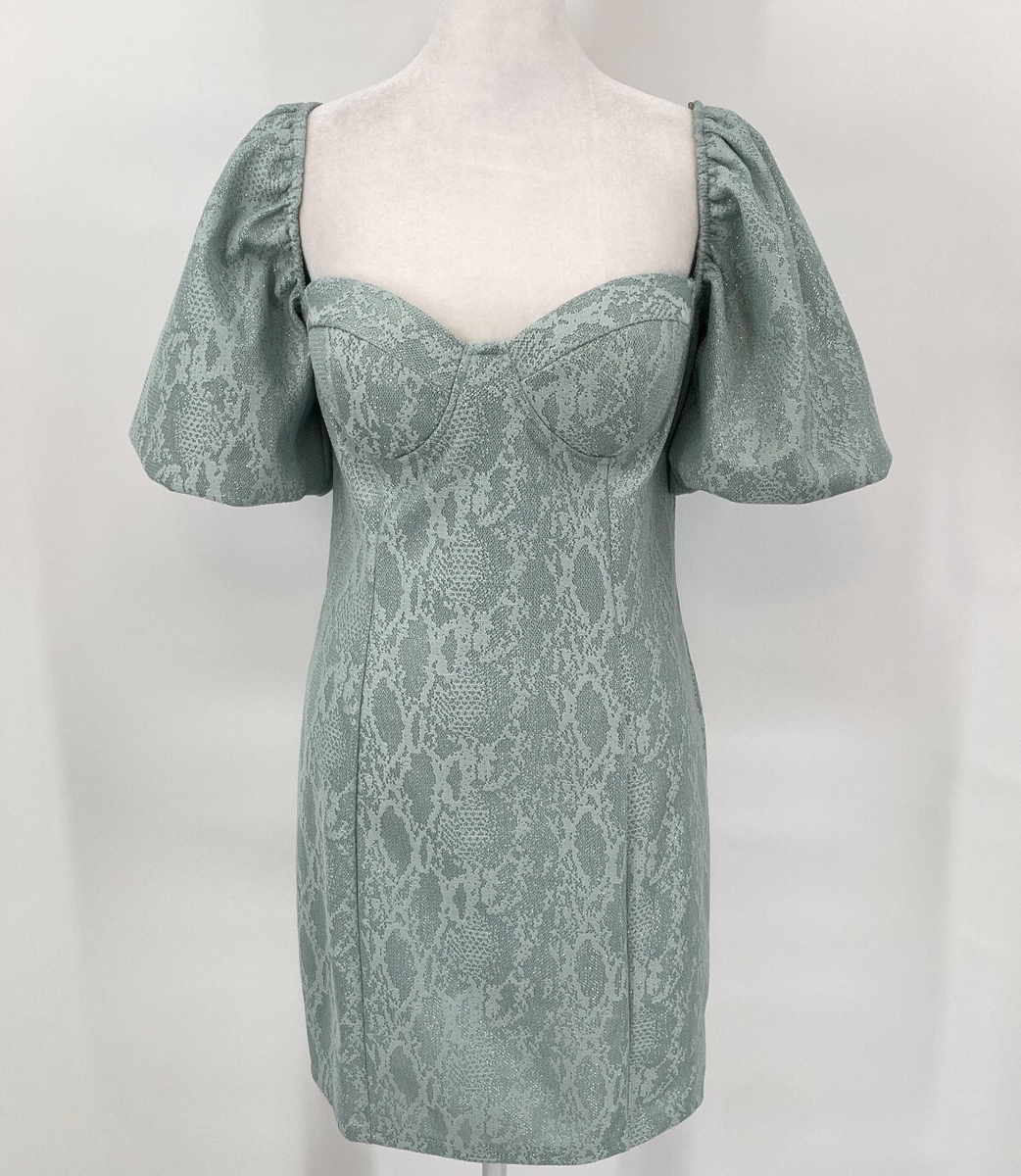 Haute Monde Dress Size M Green Metallic Sweetheart Neck Built-In Bra Puff Sleeve | eBay Haute Monde Dress Size M Green Metallic Sweetheart Neck Built-In Bra Puff Sleeve | eBay