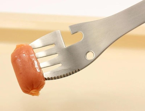 5-in-1 Outdoor Survival Tool Camping Multi-functional Edc Fork Knife Spoon Open - Picture 15 of 26