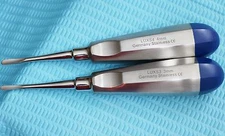 GERMAN 2 PCS STRAIGHT 3MM & 4MM DENTAL SURGERY EXTRACTION LUXATING ELEVATOR- BLU