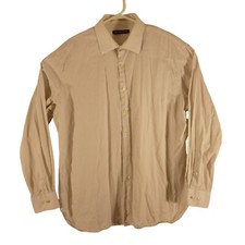 Michael Kors dress shirt mens XL XLarge 17.5 34/35 white tan stripe long sleeve