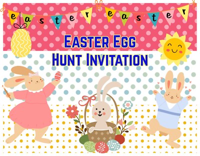 Ostern Jagd Einladung Eier Hase Spaß Party Einladung Kinder Karte Karten Notizblatt Wert