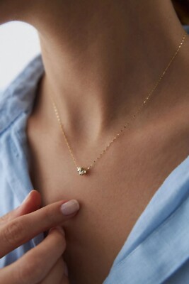 14K Gold strukturierte Saphäre Halskette, 14K Mini Kugel Halskette, 14K minimalistisches Geschenk