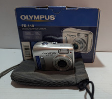 Olympus FE-110 5MP Digital Camera Silver 256mb SD Complete Box | Tested Working