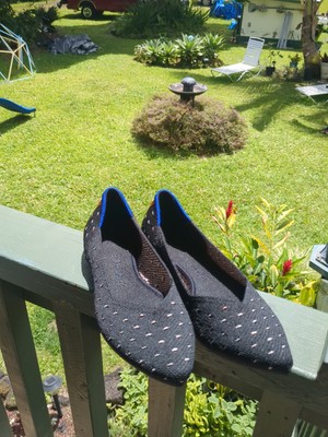New Rothy's Women's Ivory Dot Black Point Toe Ballet Flats! Size 5.5 Excellent 