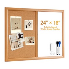 ARCOBIS 24x18 Magnetic Dry Erase Cork Board Combo Frame