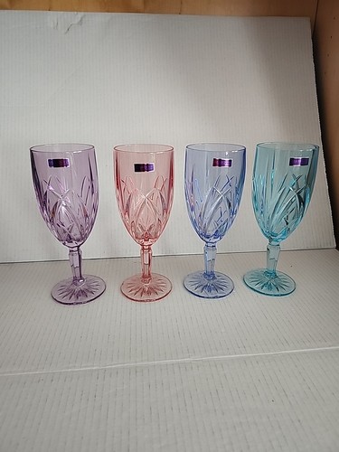 Waterford Pastel Iced Tea Set of 4 Multi Color Bright Cheery Glasses NEW Marquis - Picture 2 of 12
