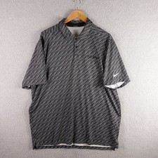 Nike Golf Mens XL Dri-FIT Polo Shirt Black White Diagonal Stripe Performance