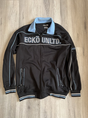 Y2K ECKO UNLTD Jacket Track Suit Men’s XL Embroidered Logo Blue White  Stripe