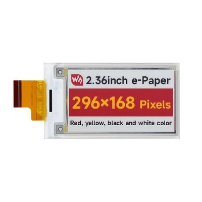 Waveshare 2.36 inch 296 x 168 Red Yellow Black White E-Paper (G) Raw Display Pa