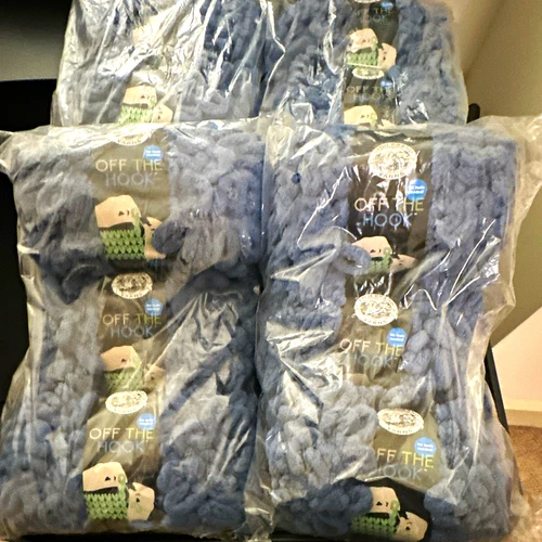 12 Skeins, Lion Brand Off The Hook Yarn Sailor Moon Blue Jumbo 7 Loop Lot of 4 - product listing photo