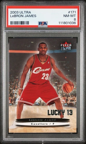 Lebron James RC 2003-04 Fleer Ultra Lucky 13 #171 Rookie #/500 PSA 8