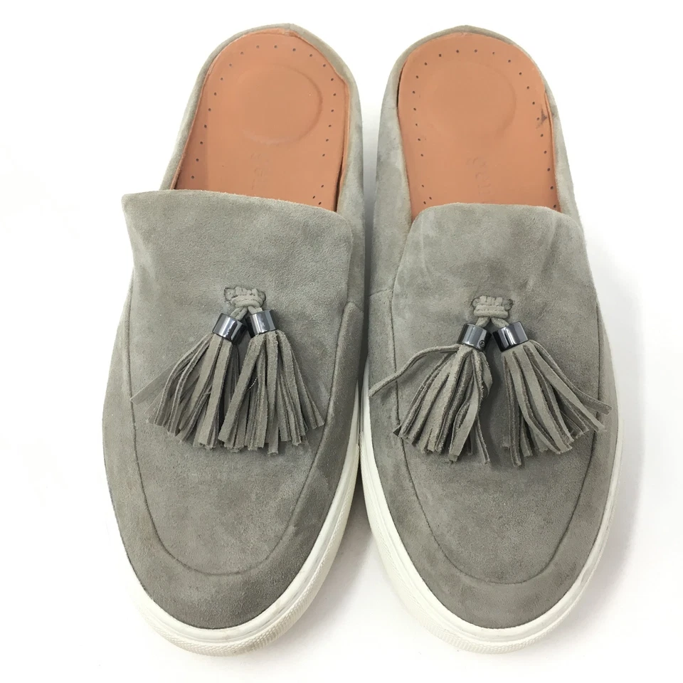 Zapatos Mocasines Gentle Souls Rory Mules Mujer Talla 7.5 Gris Gamuza Sin Cordones Borlas Foto 4 de 4