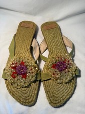 Vintage Castaner Woven Jute Sole Sandals with Beaded Embellishment Size 39